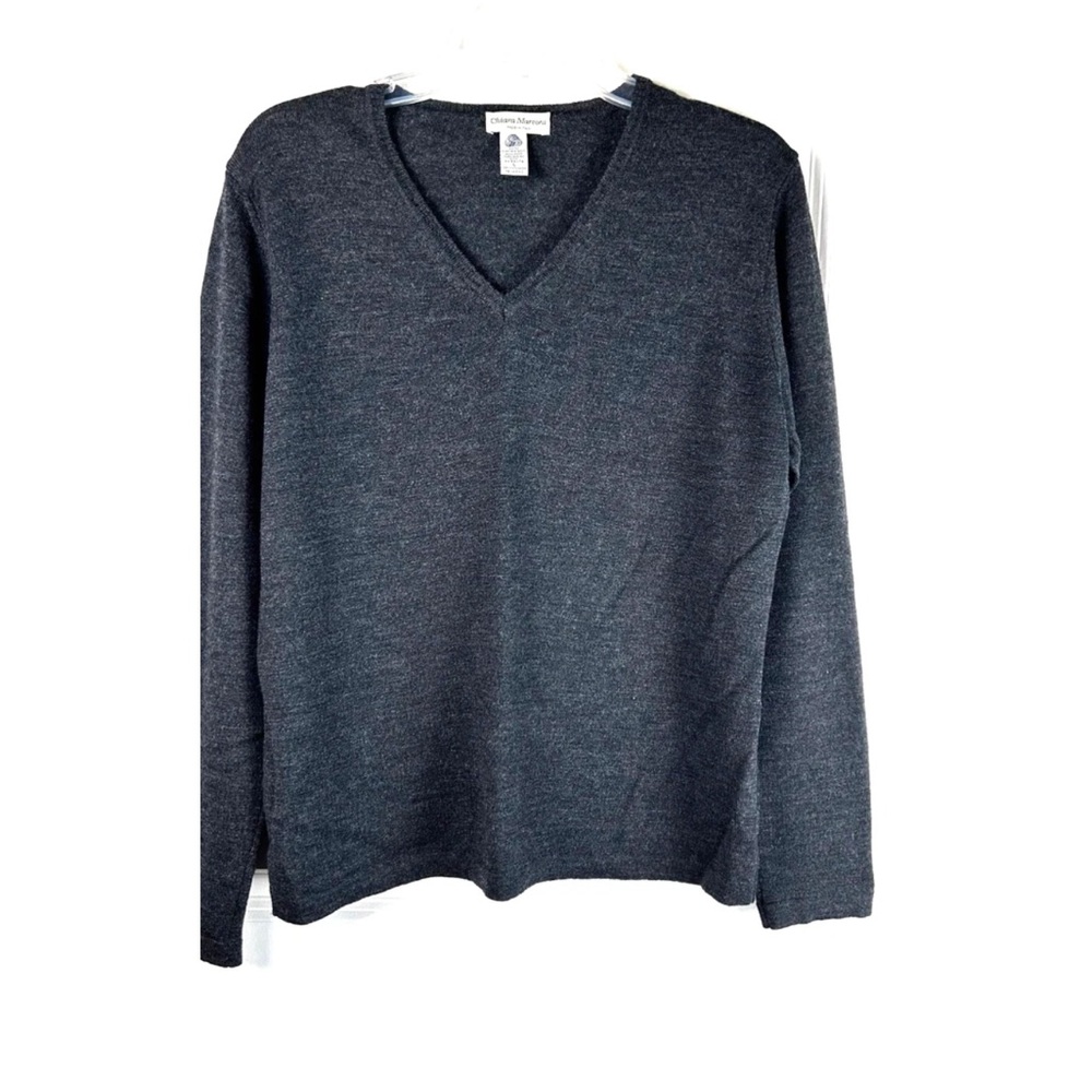 VTG Chiara Marconi Womens Pure New Wool V Neck Sweater Pullover Italy Large EUC